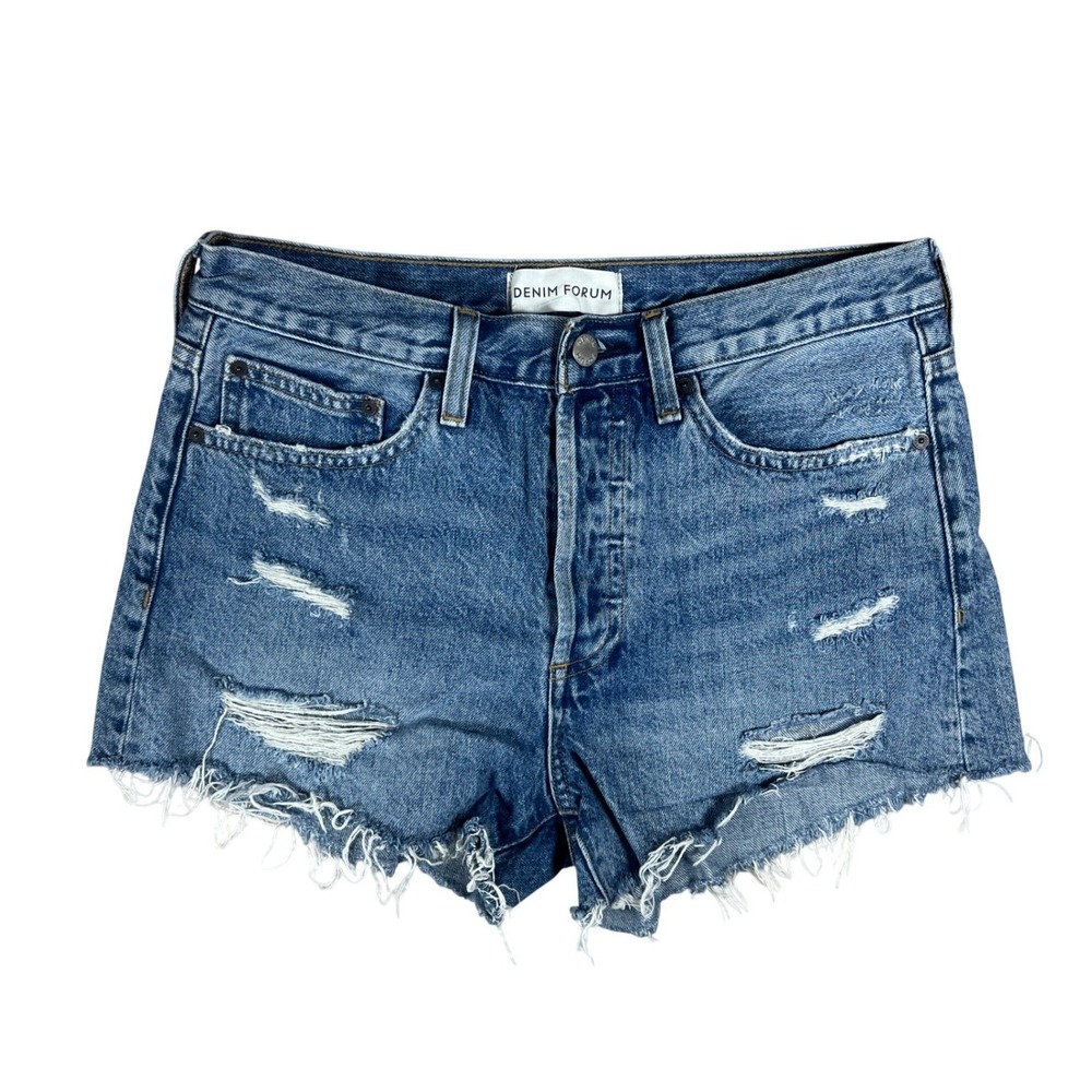 Aritzia Denim Forum The Ex Boyfriend Short Distressed High Rise Denim Shorts 28